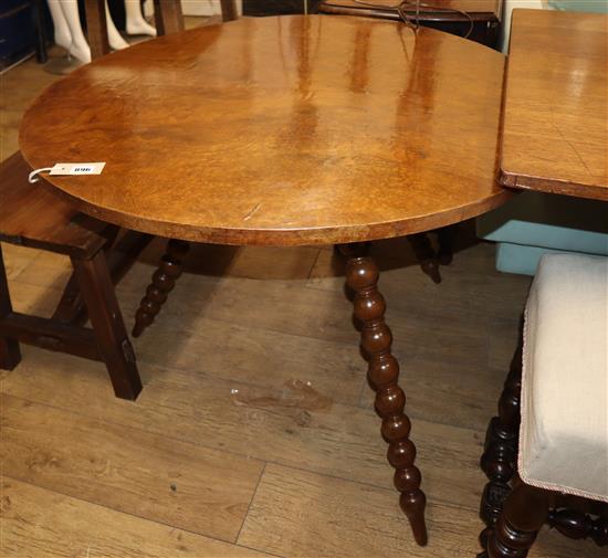 A 19th Continental century burr elm barley twist gypsy table diameter 91cm